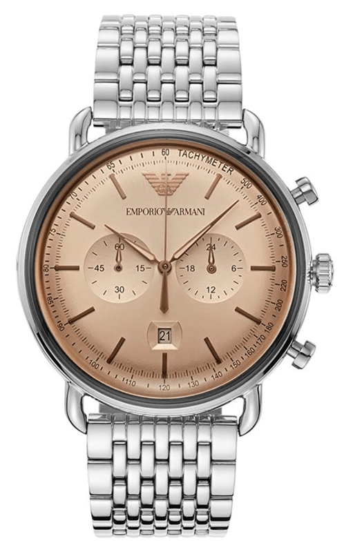  Shop Authentic Emporio Armani Aviator Chronograph Beige Dial Silver Steel Strap Watch For Men - AR11239 - Luxxuri