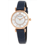  Shop Authentic Emporio Armani Gianni T-Bar Analog Mother of Pearl Dial Blue Leather Strap Watch For Women - AR11468 - Luxxuri