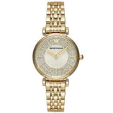  Shop Authentic Emporio Armani Gianni T Bar Analog Crystals Gold Dial Gold Steel Strap Watch For Women - AR11608 - Luxxuri