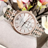  Shop Authentic Emporio Armani Classic Silver Dial Two Tone Steel Strap Watch For Men - AR1839 - Luxxuri