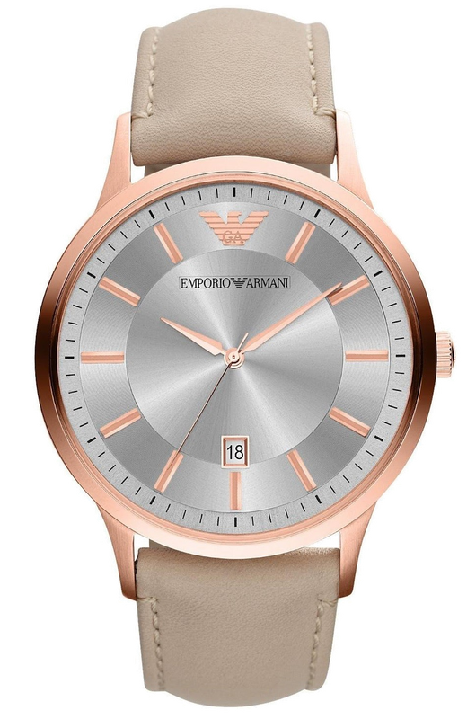 Shop Authentic Emporio Armani Classic Quartz Silver Dial Beige Leather Strap Watch For Men - AR2464 - Luxxuri