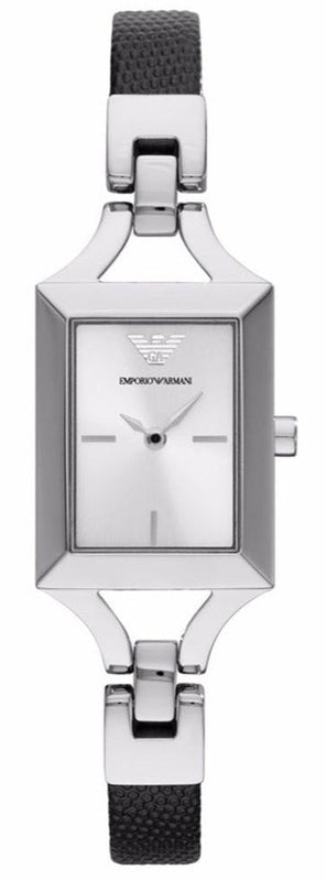  Shop Authentic Emporio Armani Chiara Analog Silver Dial Black Leather Strap Watch For Women - AR7372 - Luxxuri
