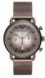  Shop Authentic Emporio Armani Aviator Chronograph Grey Dial Brown Mesh Bracelet Watch For Men - AR11169 - Luxxuri