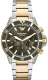  Shop Authentic Emporio Armani Diver Chronograph Green Dial Two Tone Steel Strap Watch For Men - AR11361 - Luxxuri