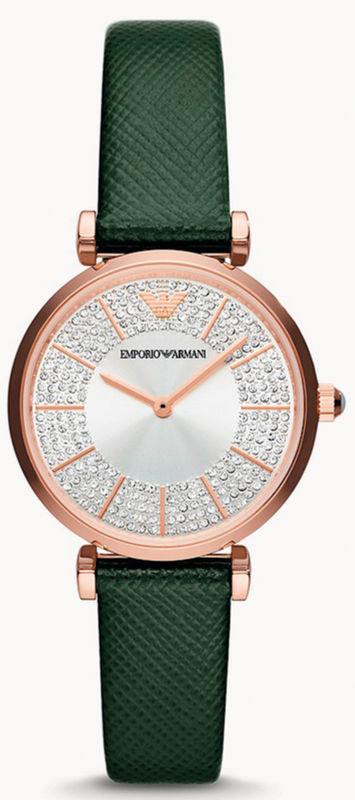  Shop Authentic Emporio Armani Pro Planet Analog Silver Dial Green Leather Strap Watch For Women - AR11517 - Luxxuri