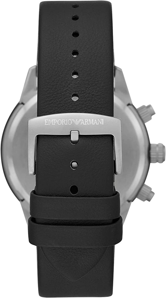  Shop Authentic Emporio Armani Mario Chronograph Black Dial Black Leather Strap Watch For Men - AR11325 - Luxxuri