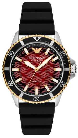  Shop Authentic Emporio Armani Meccanico Automatic Red Dial Black Silicon Strap Watch For Men - AR60070 - Luxxuri