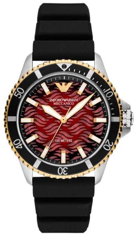  Shop Authentic Emporio Armani Meccanico Automatic Red Dial Black Silicon Strap Watch For Men - AR60070 - Luxxuri