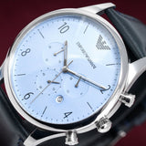  Shop Authentic Emporio Armani Chronograph Blue Dial Blue Leather Strap Watch For Men - AR1889 - Luxxuri