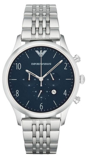  Shop Authentic Emporio Armani Chronograph Blue Dial Silver Steel Strap Watch For Men - AR1942 - Luxxuri