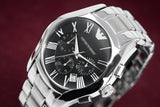  Shop Authentic Emporio Armani Valente Chronograph Black Dial Silver Stainless Steel Watch For Men - AR0673 - Luxxuri