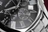  Shop Authentic Emporio Armani Valente Chronograph Black Dial Silver Stainless Steel Watch For Men - AR0673 - Luxxuri