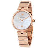  Shop Authentic Emporio Armani Mother of Pearl Dial Rose Gold Steel Strap Watch For Women - AR11236 - Luxxuri