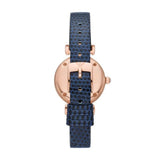  Shop Authentic Emporio Armani Gianni T-Bar Analog Mother of Pearl Dial Blue Leather Strap Watch For Women - AR11468 - Luxxuri