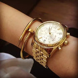  Shop Authentic Michael Kors Lexington Chronograph Gold Dial Gold Steel Strap Watch for Women - MK5556 - Luxxuri