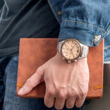  Shop Authentic Emporio Armani Mario Chronograph Beige Dial Silver Steel Strap Watch For Men - AR11352 - Luxxuri