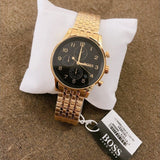  Shop Authentic Hugo Boss Navigator Black Dial Gold Steel Strap Watch for Men - 1513531 - Luxxuri