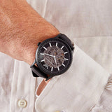  Shop Authentic Emporio Armani Meccanico Automatic Black Dial Black Leather Strap Watch For Men - AR60042 - Luxxuri