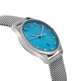  Shop Authentic Gucci G-Timeless Turquoise Mother of Pearl Dial Silver Mesh Bracelet Watch For Women - YA126582 - Luxxuri