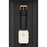  Shop Authentic Daniel Wellington Quadro White Dial Black Leather Strap Watch For Women - DW00100450 - Luxxuri