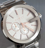  Shop Authentic Gucci G Chrono Chronograph Silver Dial Silver Steel Strap Watch For Men - YA101201 - Luxxuri