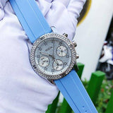  Shop Authentic Guess Confetti Crystal Silver Dial Blue Rubber Strap Watch For Women - W1098L3 - Luxxuri