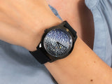  Shop Authentic Guess Crush Crystals Silver Dial Black Rubber Strap Watch for Women - W1223L4 - Luxxuri