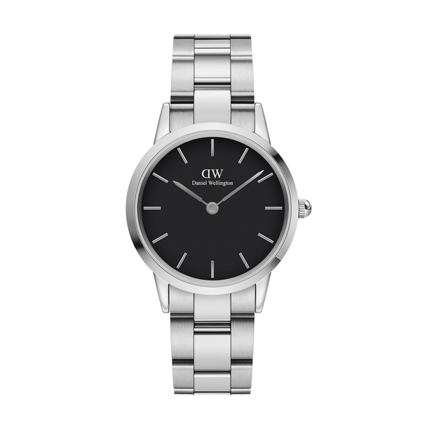 Shop Authentic Daniel Wellington Iconic Link Black Dial Silver Steel Strap Watch For Women - DW00100342 - Luxxuri