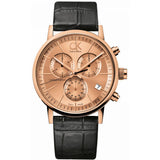  Shop Authentic Calvin Klein Post Minimal Chronograph Rose Gold Dial Black Leather Strap Watch for Men - K7627201 - Luxxuri