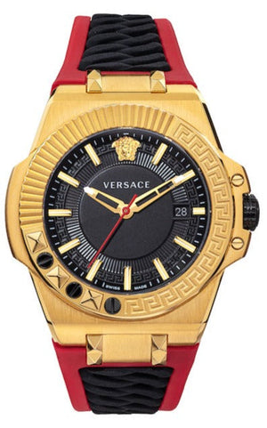  Shop Authentic Versace Chain Reaction Quartz Black Dial Red & Black Rubber Strap Watch for Men - VEDY00319 - Luxxuri