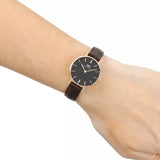  Shop Authentic Daniel Wellington Classic Petite York Black Dial Brown Leather Strap Watch For Women - DW00100226 - Luxxuri
