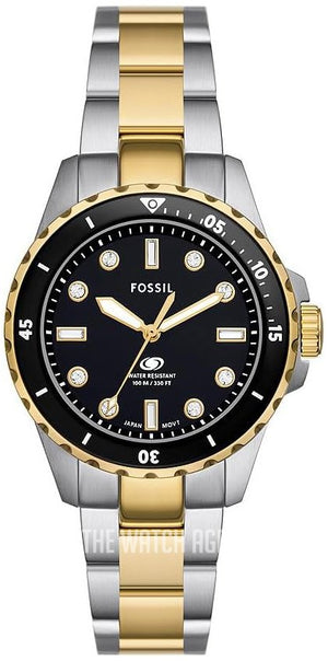  Shop Authentic Fossil Blue Dive Three Hand Black Dial Two Tone Steel Strap Watch For Women - ES5349 - Luxxuri
