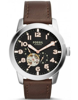  Shop Authentic Fossil Pilot 54 Automatic Black Dial Brown Leather Strap Watch for Men - ME3118 - Luxxuri