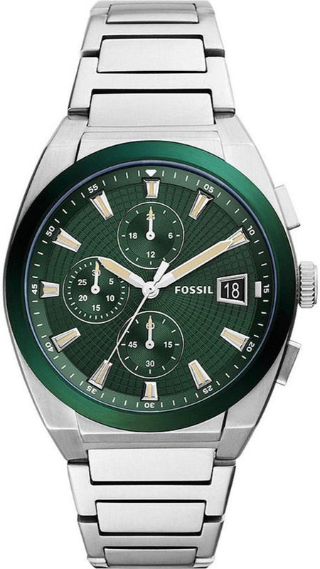  Shop Authentic Fossil Everett Chronograph Green Dial Silver Steel Strap Watch for Men - FS5964 - Luxxuri