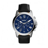  Shop Authentic Fossil Grant Chronograph Blue Dial Black Leather Strap Watch for Men - FS4990 - Luxxuri