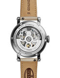  Shop Authentic Fossil Boyfriend Automatic Skeleton Silver Dial White Leather Strap Watch for Women - ME3069 - Luxxuri