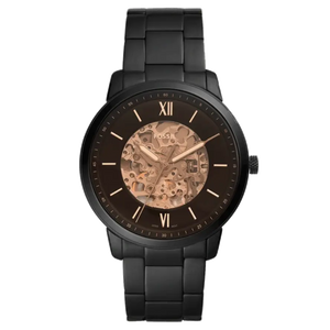  Shop Authentic Fossil Neutra Automatic Skeleton Black Dial Black Steel Strap Watch for Men - ME3183 - Luxxuri