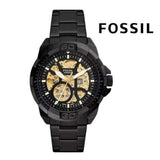  Shop Authentic Fossil Bronson Automatic Skeleton Black Dial Black Steel Strap Watch for Men - ME3217 - Luxxuri