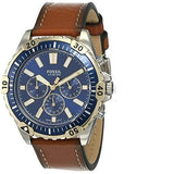  Shop Authentic Fossil Garrett Chronograph Blue Dial Brown Leather Strap Watch for Men - FS5625 - Luxxuri