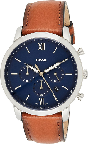  Shop Authentic Fossil Neutra Chronograph Blue Dial Brown Leather Strap Watch for Men - FS5453 - Luxxuri