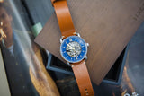  Shop Authentic Fossil Commuter Automatic Skeleton Blue Dial Brown Leather Strap Watch for Men - ME3159 - Luxxuri