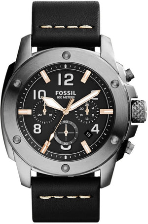  Shop Authentic Fossil Modern Machine Chronograph Black Dial Black Leather Strap Watch for Men - FS4928 - Luxxuri