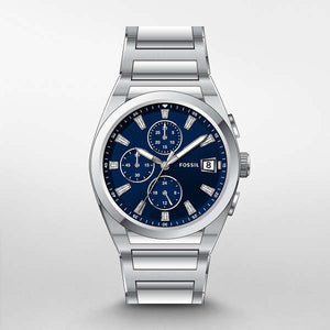  Shop Authentic Fossil Everett Chronograph Blue Dial Silver Steel Strap Watch for Men - FS5795 - Luxxuri