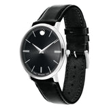  Shop Authentic Movado Ultra Slim Black Dial Black Leather Strap Watch For Men - 0607086 - Luxxuri