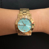  Shop Authentic Marc Jacobs Amy Blue Dial Gold Steel Strap Watch for Women - MBM3220 - Luxxuri