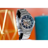  Shop Authentic Fossil Forrester Automatic Skeleton Black Dial Silver Steel Strap Watch for Men - ME3180 - Luxxuri