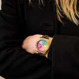  Shop Authentic Guess Confetti Chronograph Rainbow Dial Gold Steel Strap Watch For Women  - GW0483L4 - Luxxuri