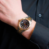  Shop Authentic Versace Hellenyium GMT Black Dial Two Tone Steel Strap Watch for Men - V11040015 - Luxxuri