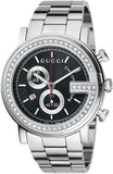  Shop Authentic Gucci G Chrono Diamonds Black Dial Silver Steel Strap Watch For Men - YA101324 - Luxxuri