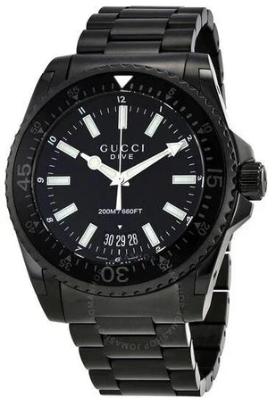  Shop Authentic Gucci Dive Quartz Black Dial Black Steel Strap Watch For Men - YA136205 - Luxxuri
